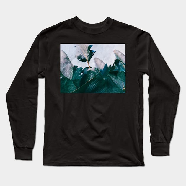 Tropical Palm Leaves Long Sleeve T-Shirt by visualspectrum